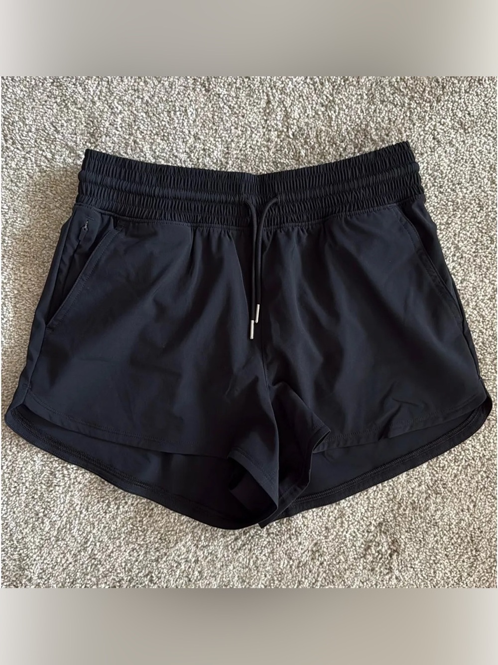 Women's Black Athletic Shorts with Drawstring Waist